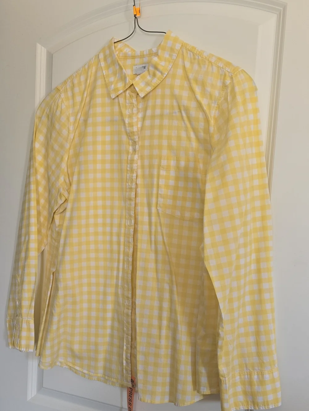 J. Crew Yellow and White Gingham Button-Down Shirt